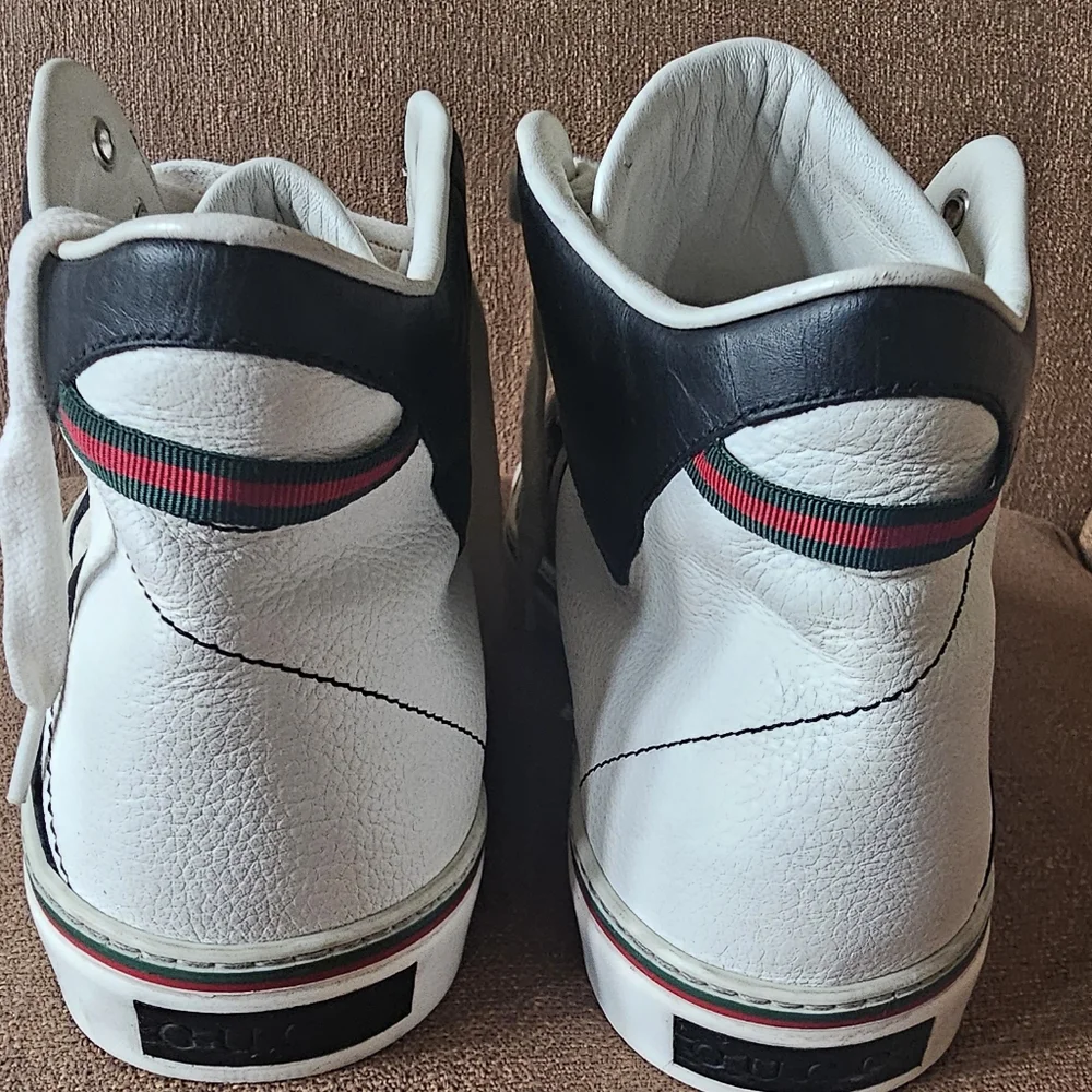 Gucci GG Monogram High-Top Leather Sneakers Size 14 - Picture 13 of 15